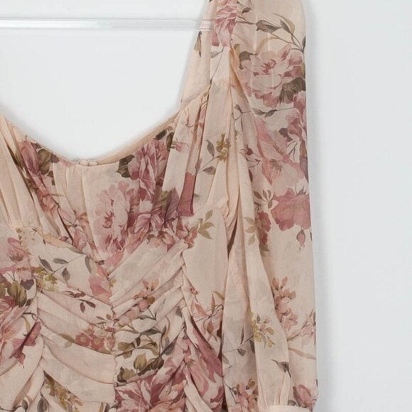 Zara Floral Print Draped Ruched Dress Blogger Favorite Womens Size Large - Picture 6 of 13
